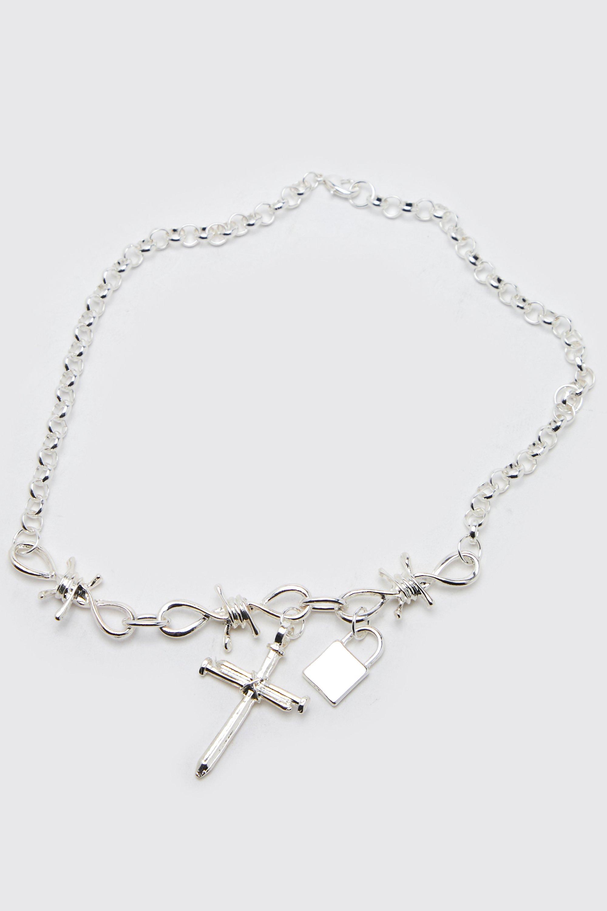 Barbed wire cross on sale necklace