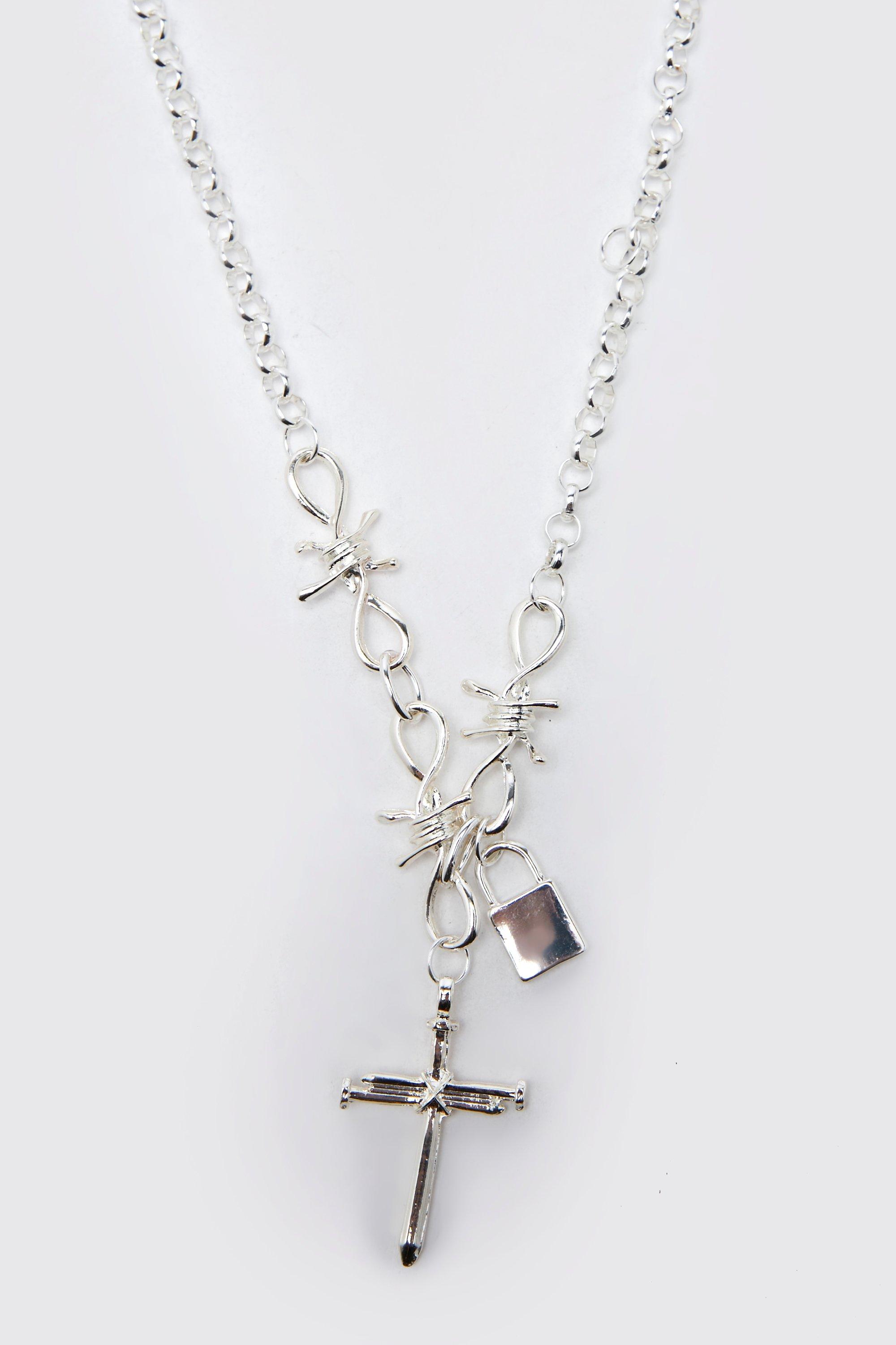 Barbed wire sale cross necklace