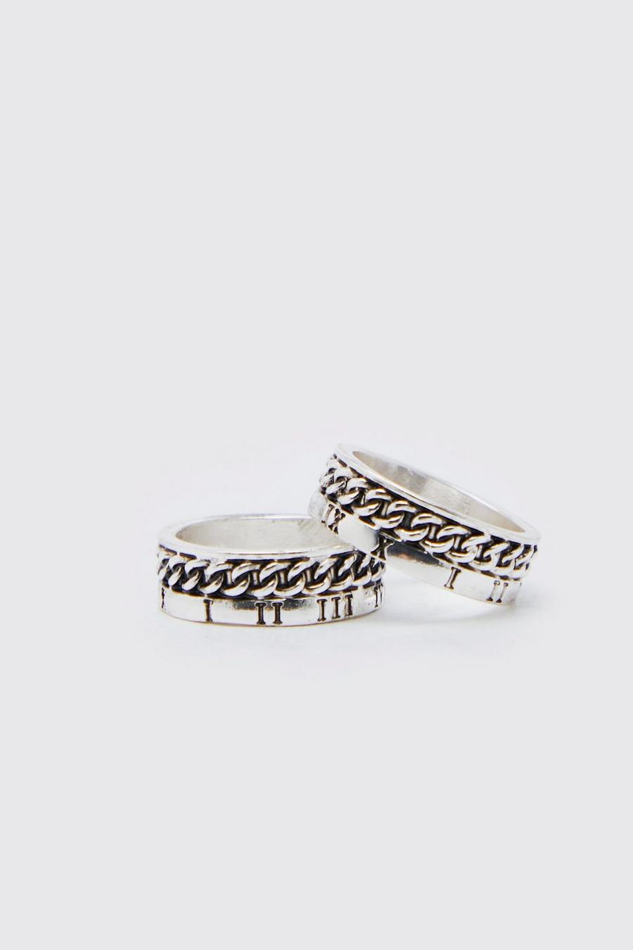 Silver 2 Pack Textured Rings