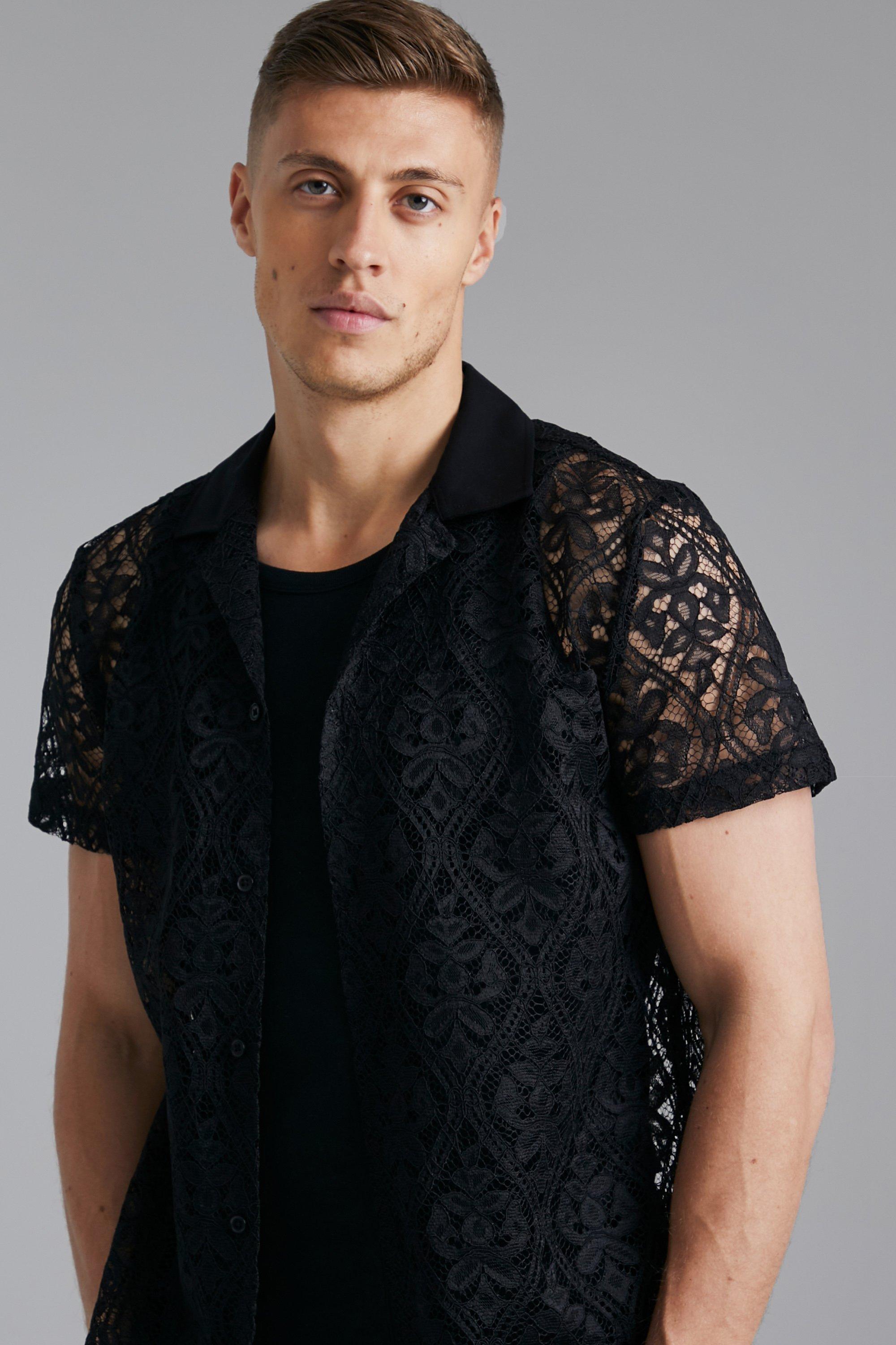 Short Sleeve Revere Lace Shirt