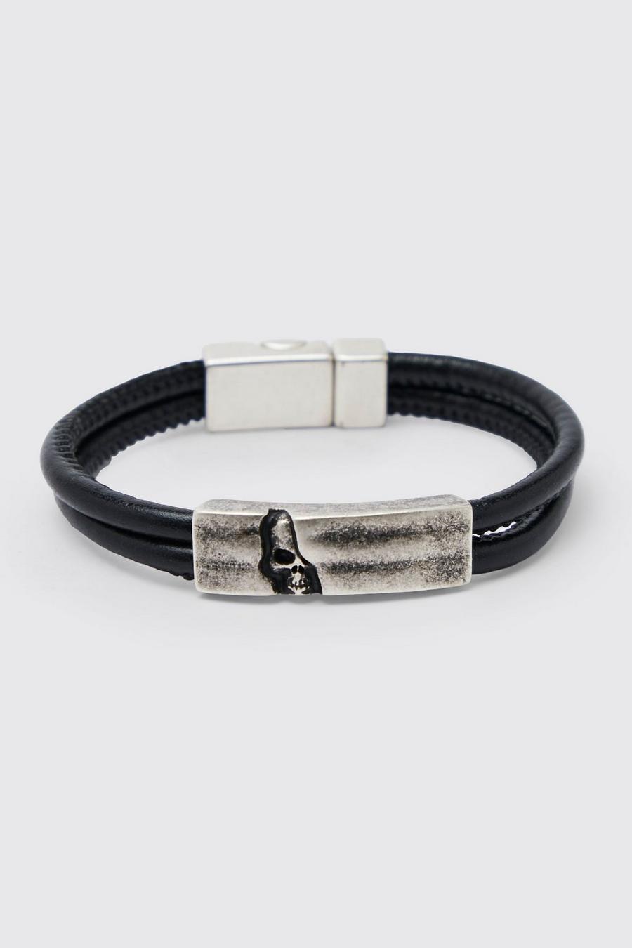 Black Rope  Metal Skull Bracelet