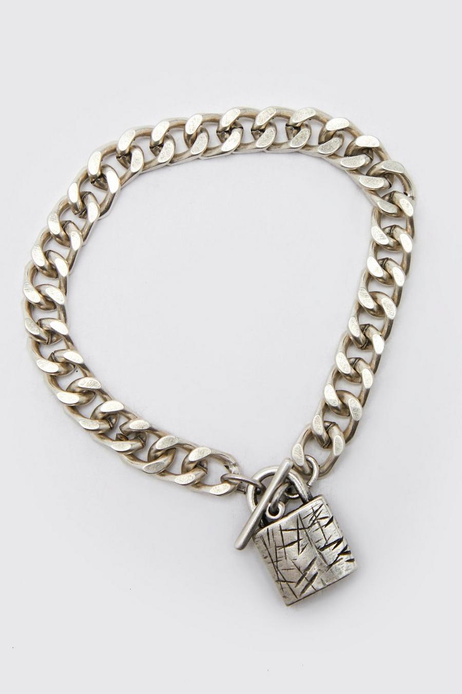 Silver Chunky Padlock Bracelet image number 1
