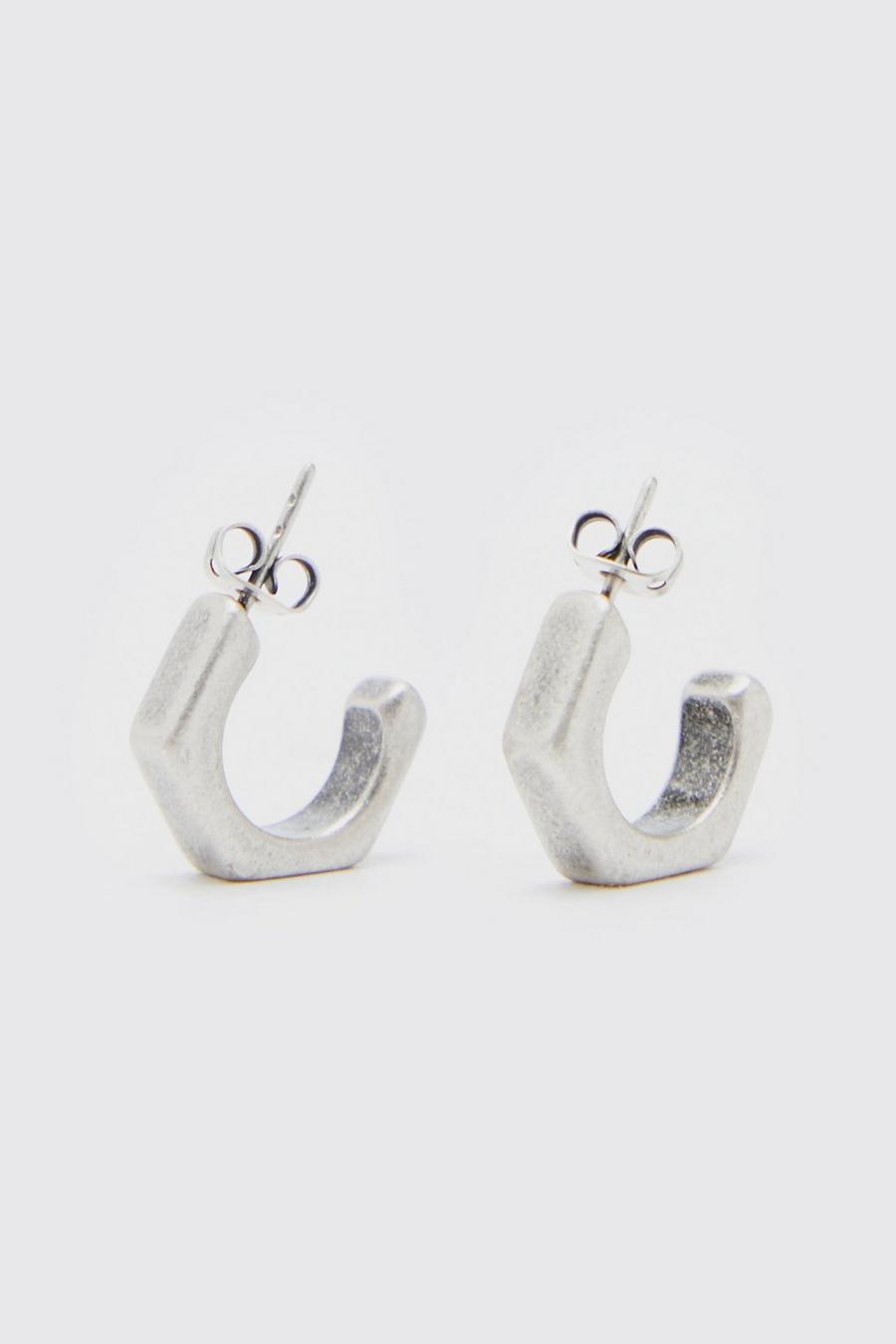 Silver argent Matte Hoop Earrings