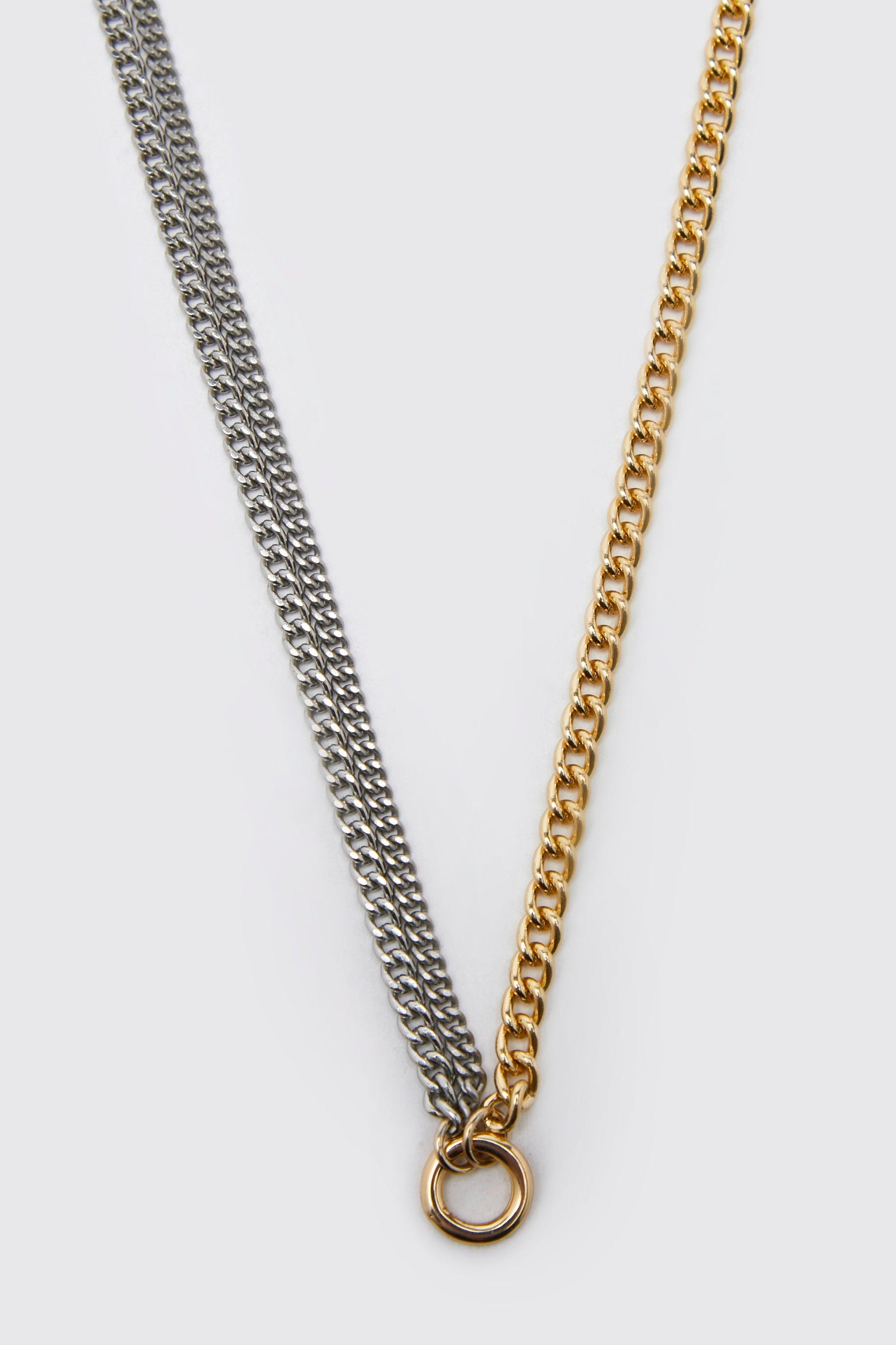 Womens Mens Jewellery Mens Necklaces Boohoo Contrast Necklace in Metallic 