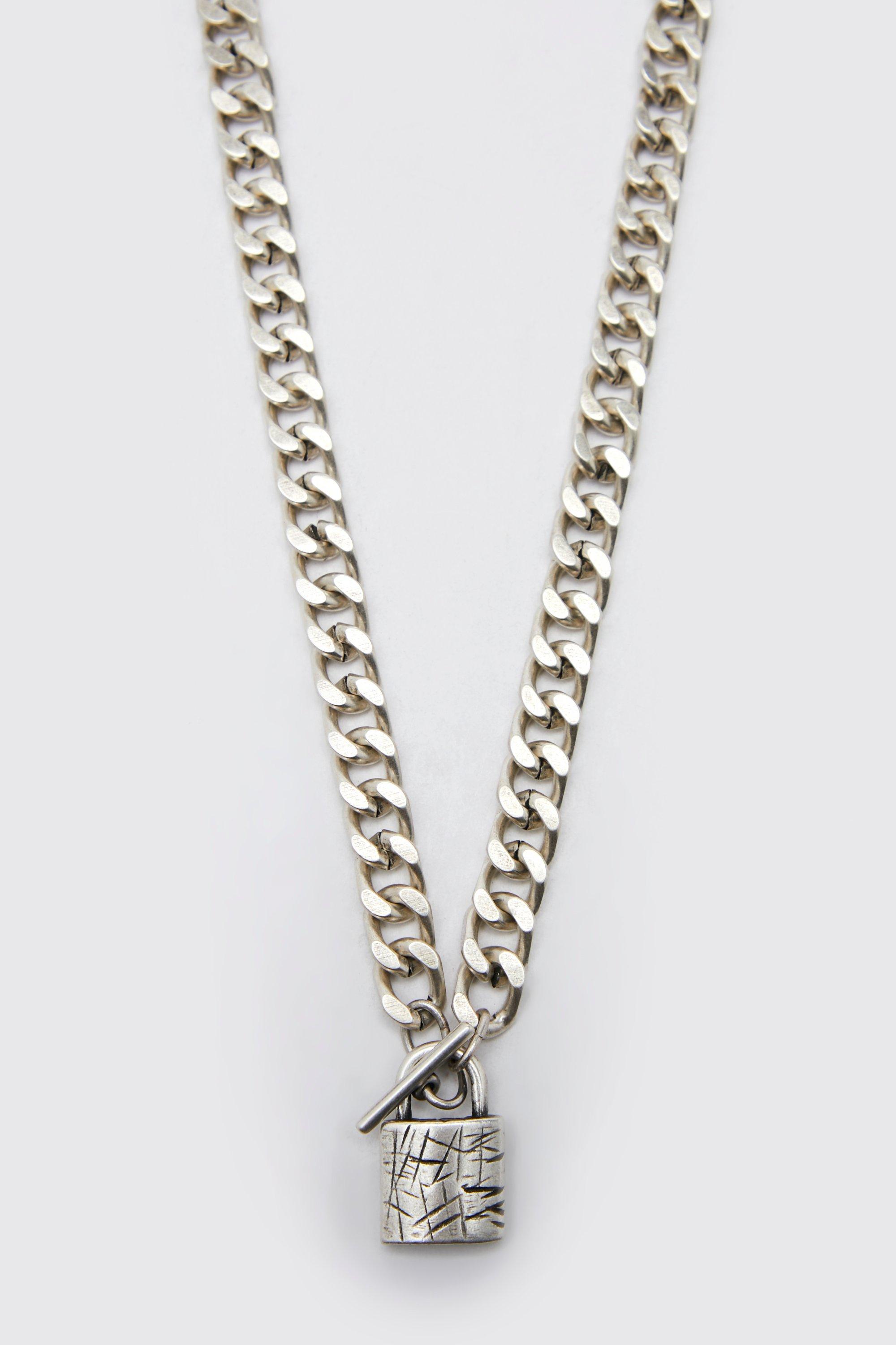 Chunky chain necklace with on sale padlock