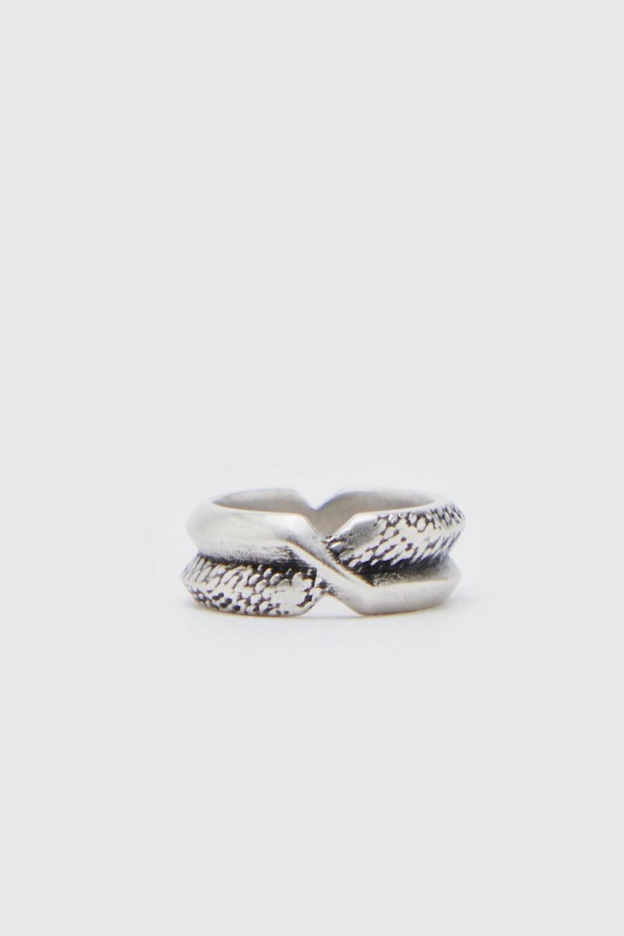 Silver argent Leaf Texture Ring 