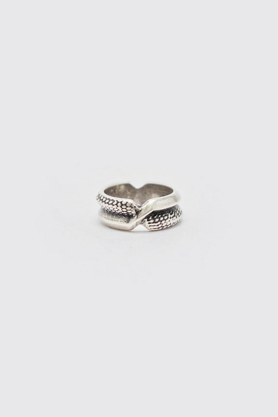 Silver Twisted Textured Ring image number 1