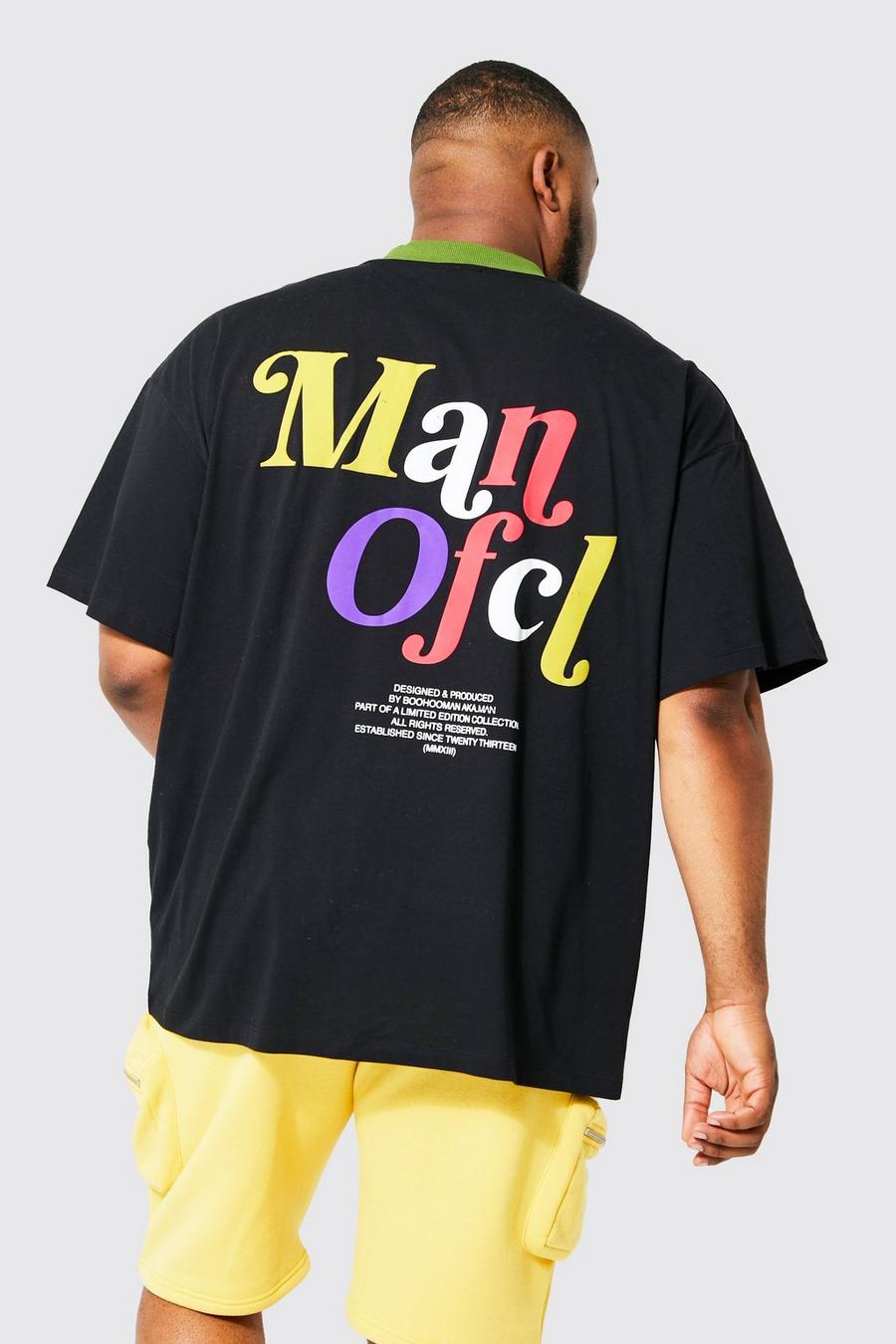 Camiseta Plus oversize Ofcl con cuello en contraste, Black nero image number 1