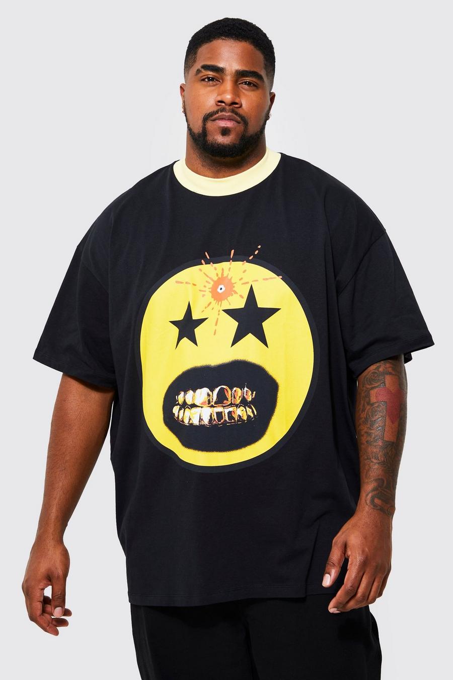 Black Plus Oversized Grill Face Graphic T-shirt image number 1