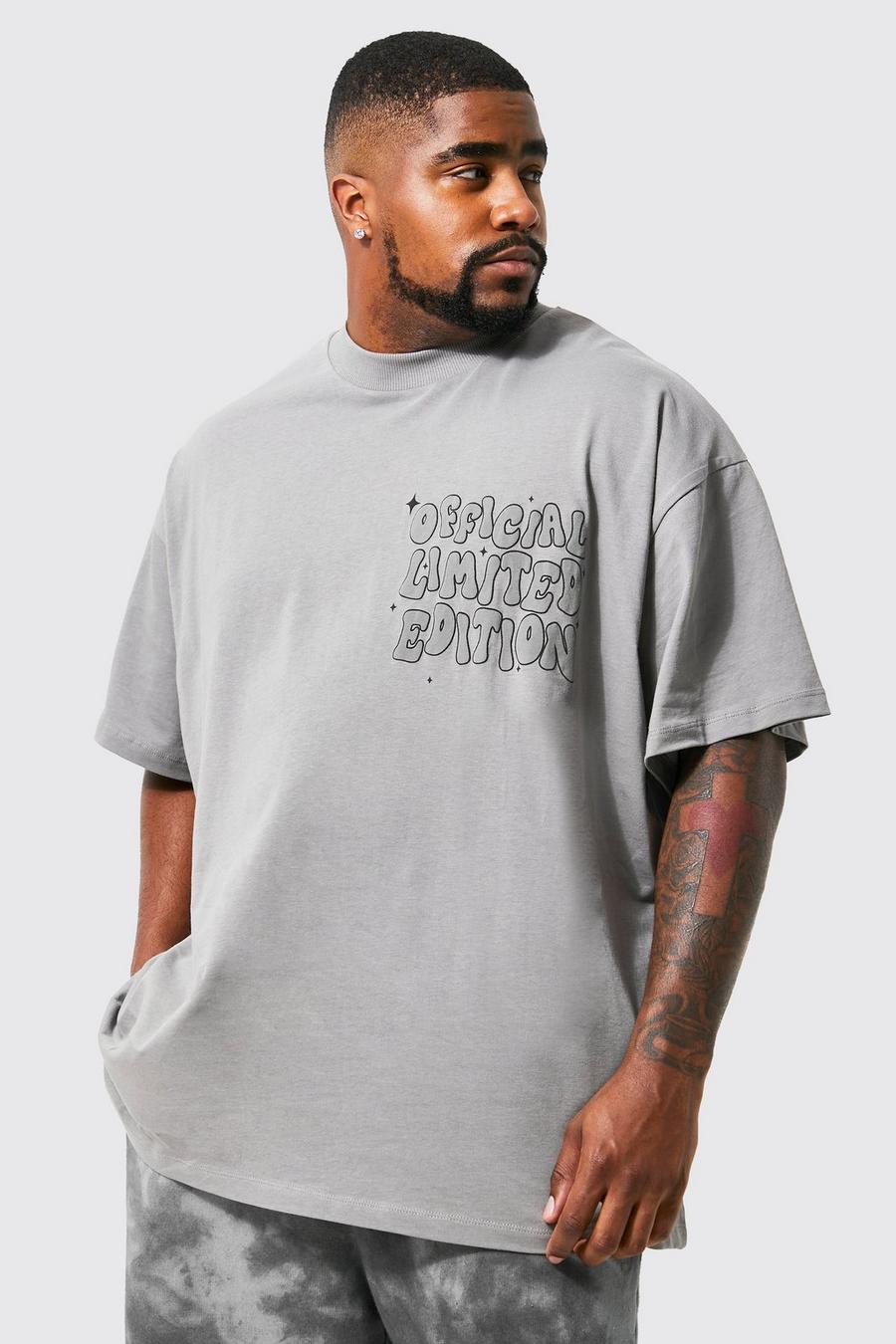 Charcoal Plus Oversize t-shirt med tryck fram och bak image number 1