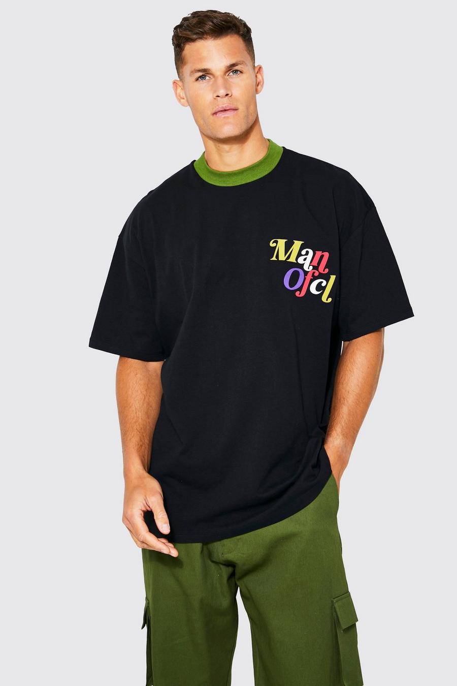 Black negro Tall Oversized Contrast Ofcl Puff T-shirt image number 1