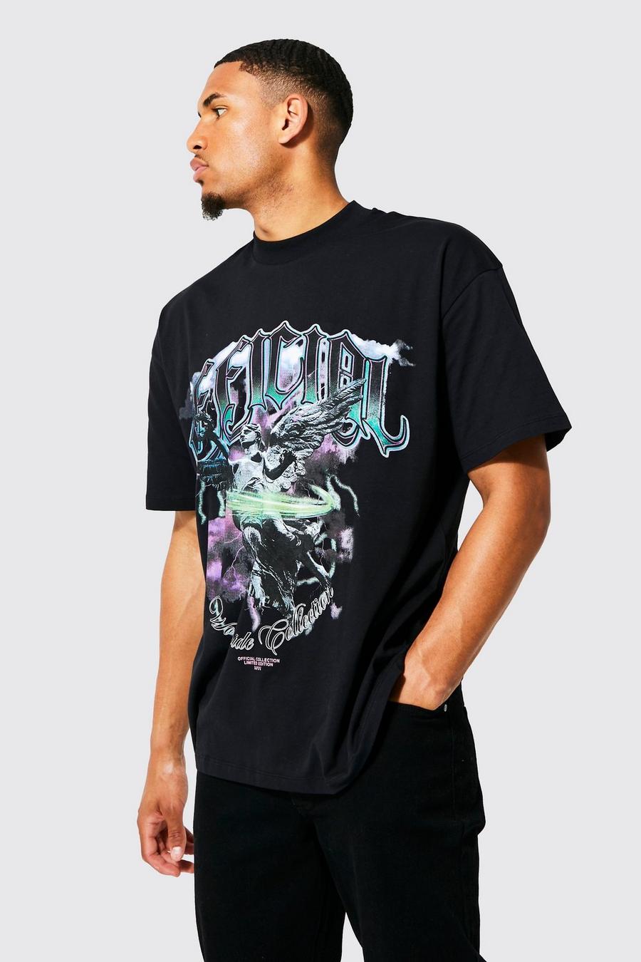 Black Tall Oversized Ofcl Statue Graphic T-shirt image number 1