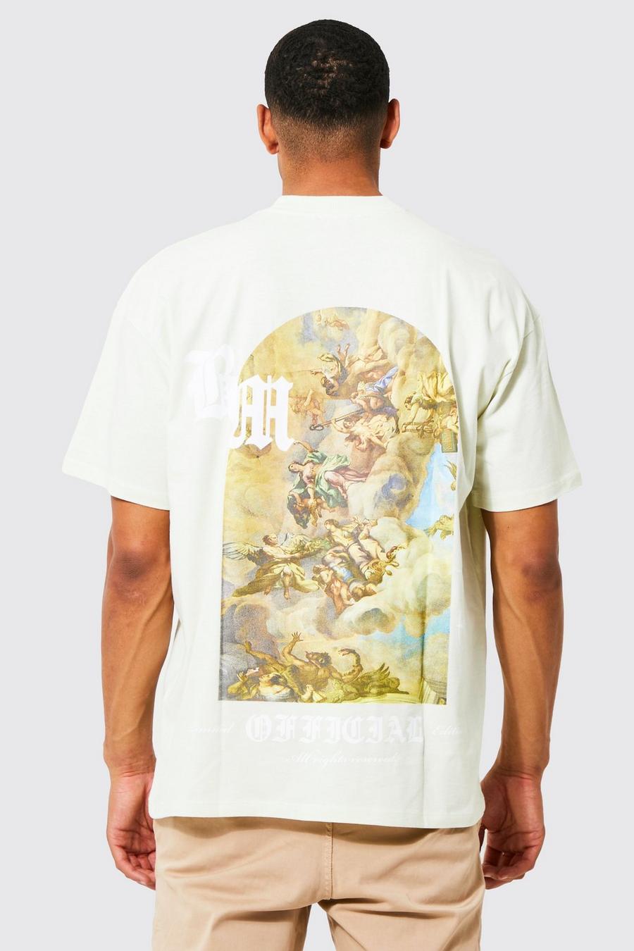 Tall Oversized Statue Back Graphic T-shirt, Sage gerde