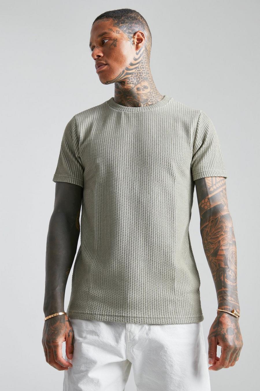 Smartes Slim-Fit Jacquard T-Shirt, Stone image number 1