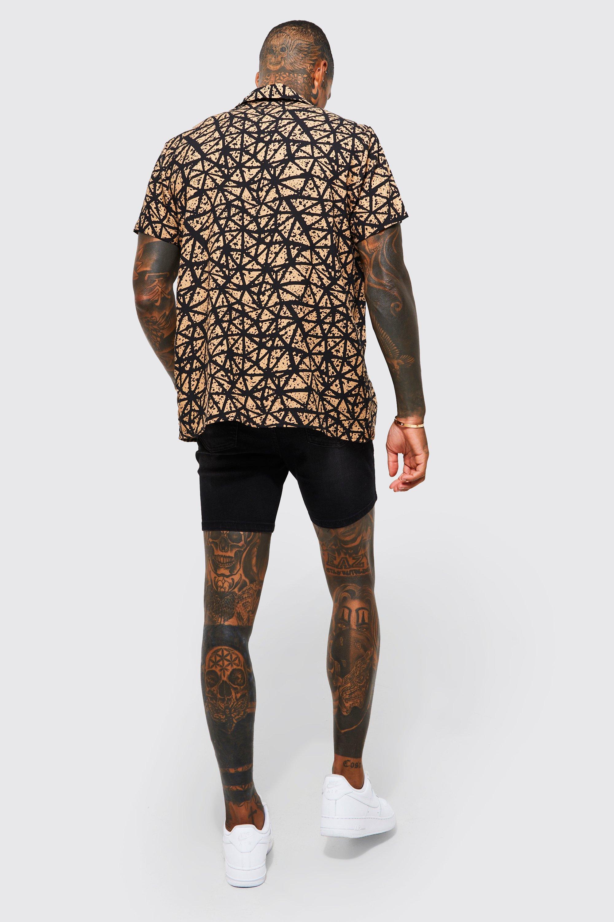 Short Sleeve Abstract Viscose Shirt | boohoo