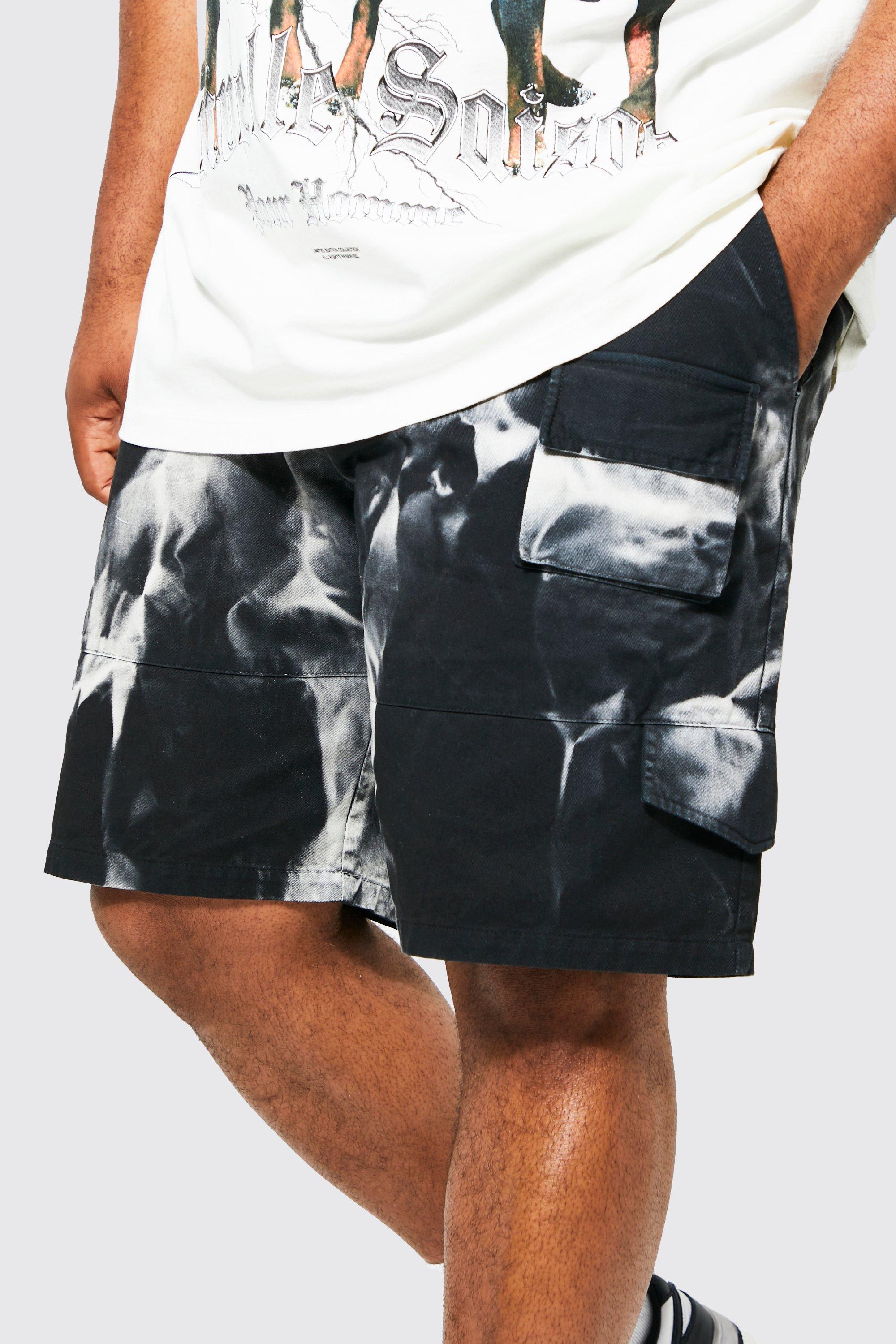 Plus Multi Pocket Tie Dye Cargo Shorts