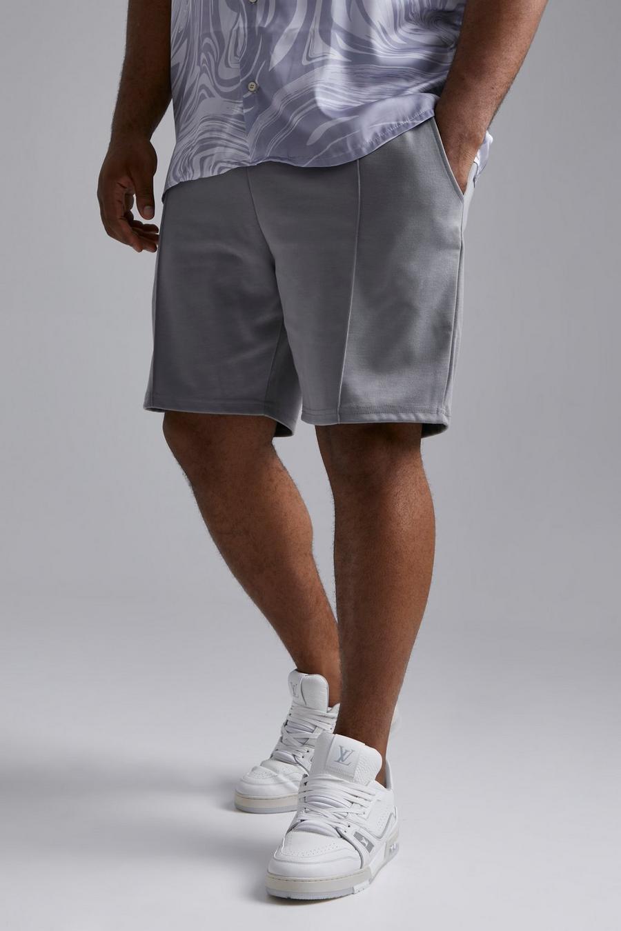Charcoal grey Plus Smart Slim Fit Pintuck Short