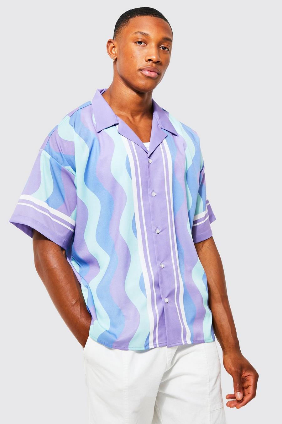 Lilac Mönstrad skjorta med bowlingkrage image number 1