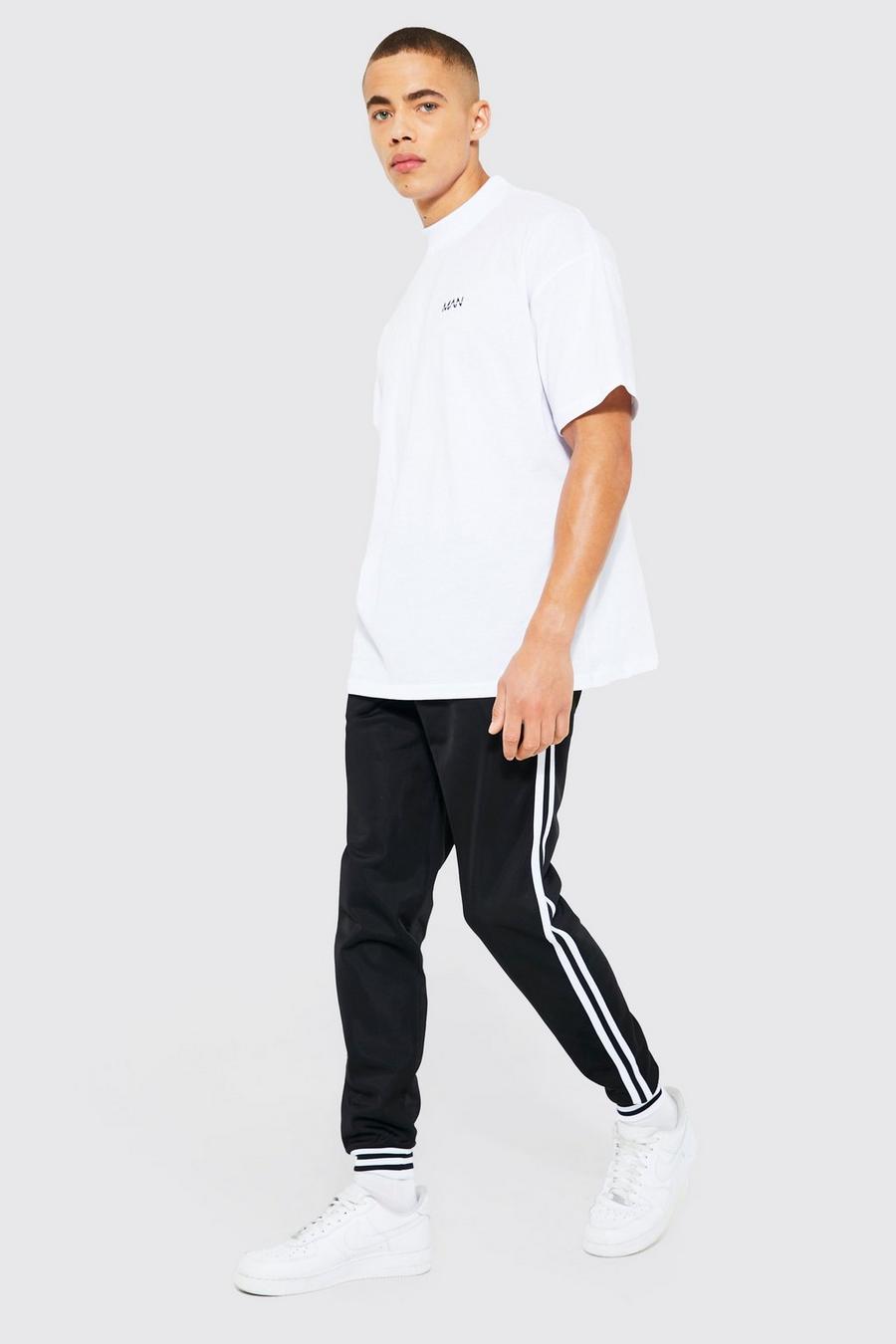 White Oversized Man Dash T-shirt & Tricot Jogger image number 1