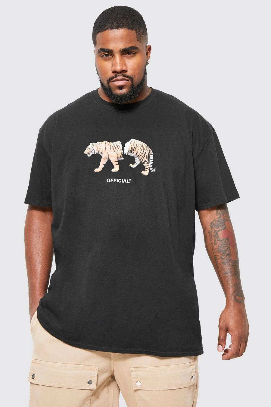Grande taille - T-shirt à imprimé tigre, Black