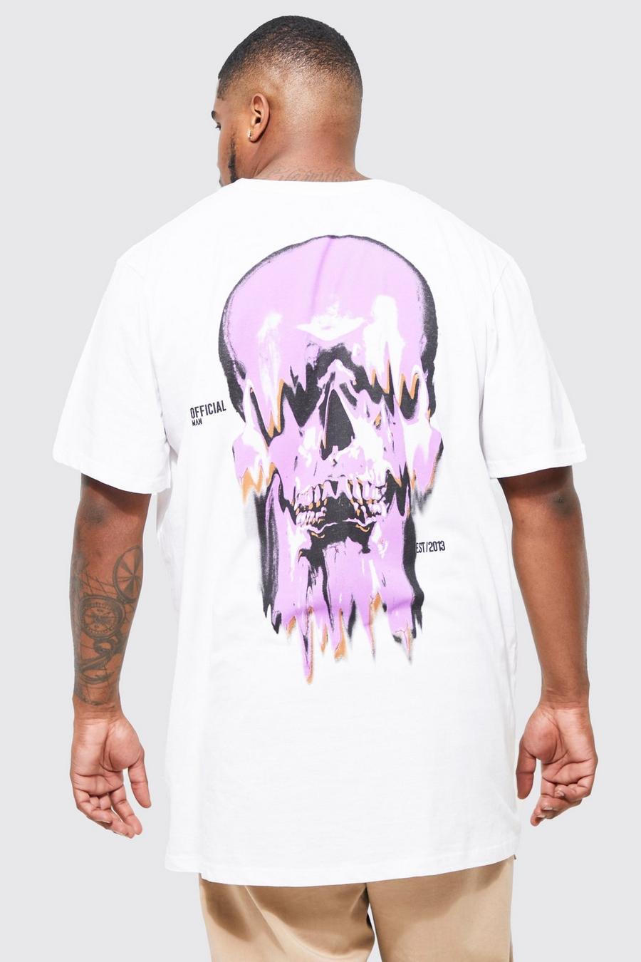 White vit Plus Longline Skull Back Print T-shirt