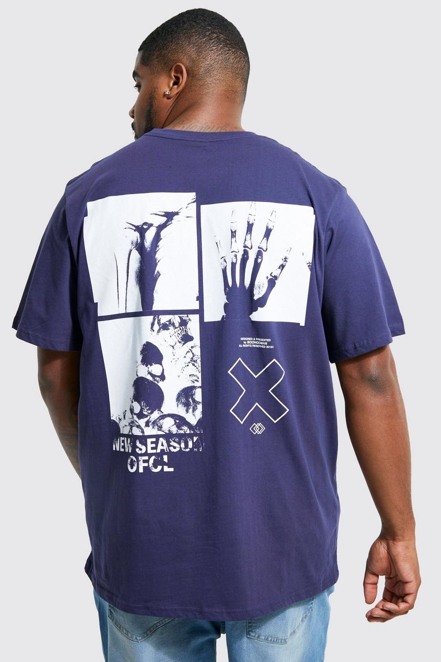 Grande taille - T-shirt à imprimé squelette au dos, Navy image number 1