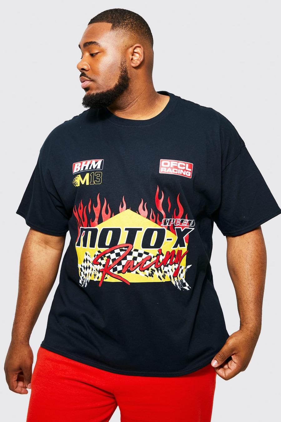 Plus T-Shirt mit Moto-Print, Black image number 1