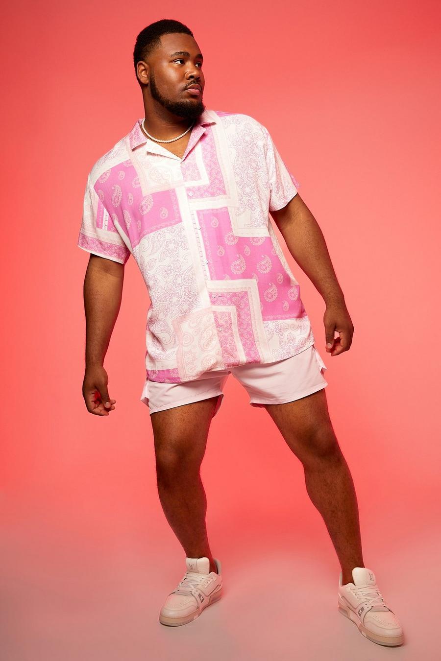 Pink Plus - Mönstrad skjorta med bowlingkrage image number 1
