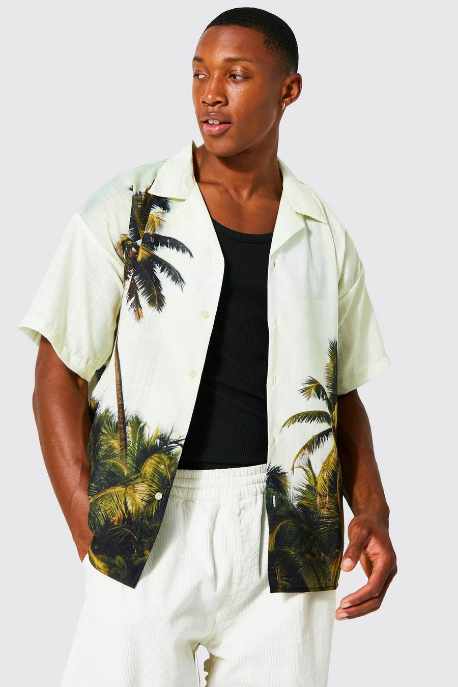 Multi Boxy Palm Slub Revere Shirt  image number 1
