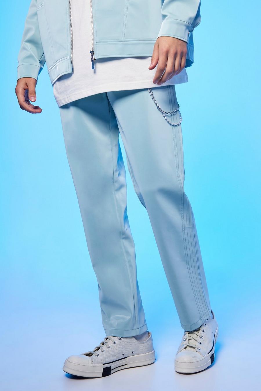 Mint PU Broek Met Rits Detail En Rechte Pijpen image number 1