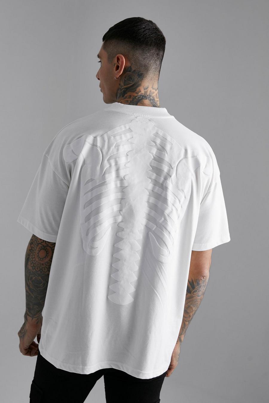 T-shirt oversize con grafica di teschio, Ecru bianco