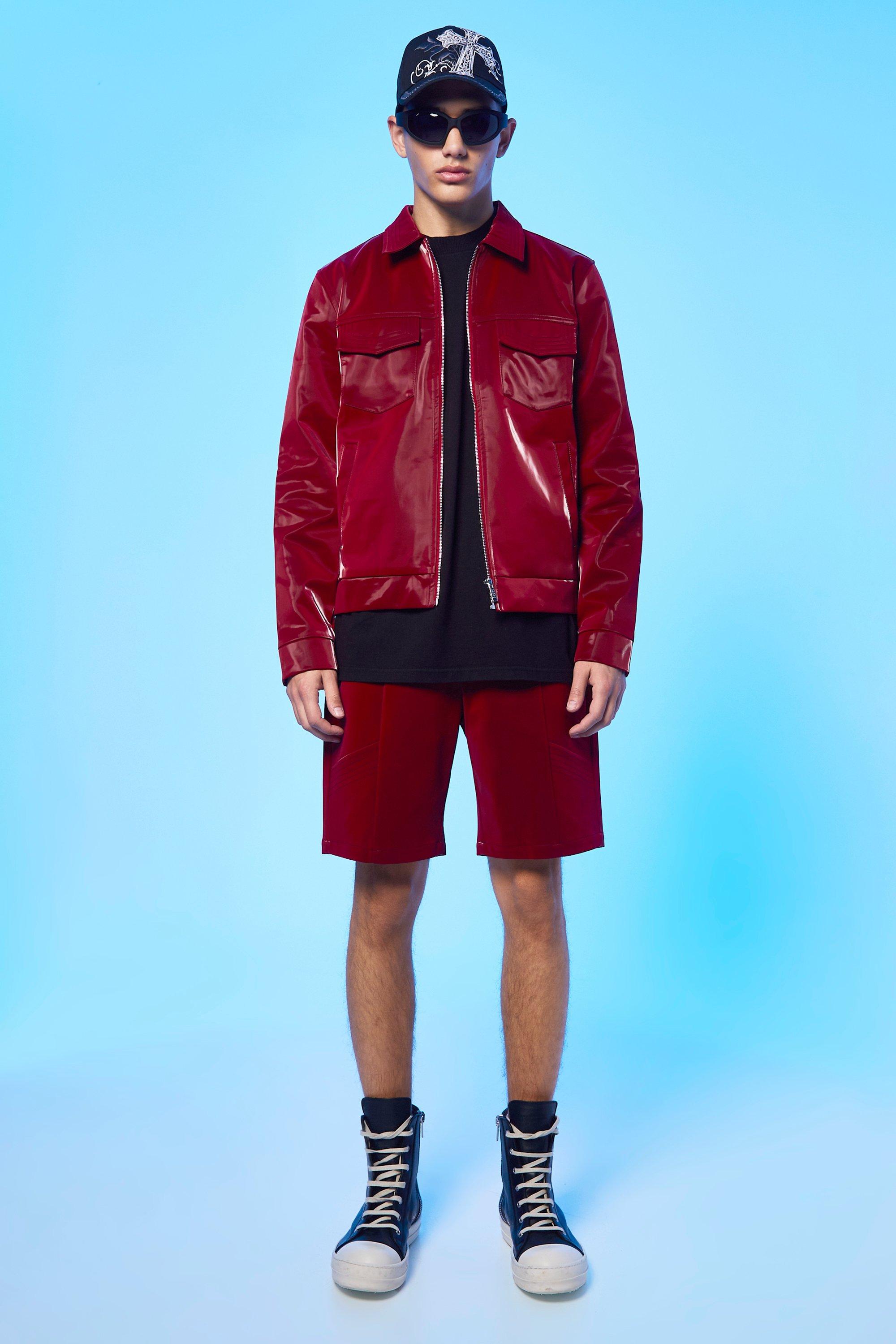 Contrast Stitch Red Jacket