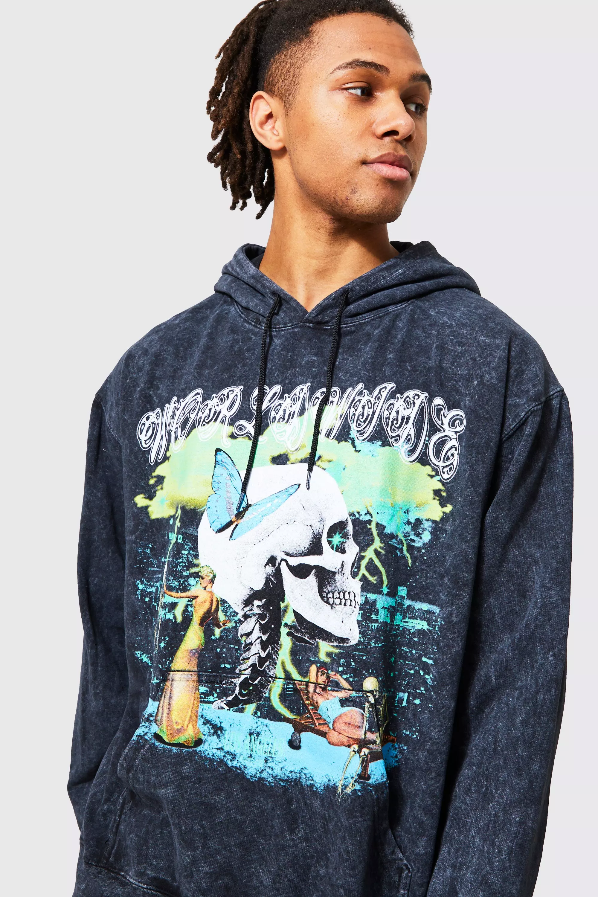 Acid clearance washed hoodie