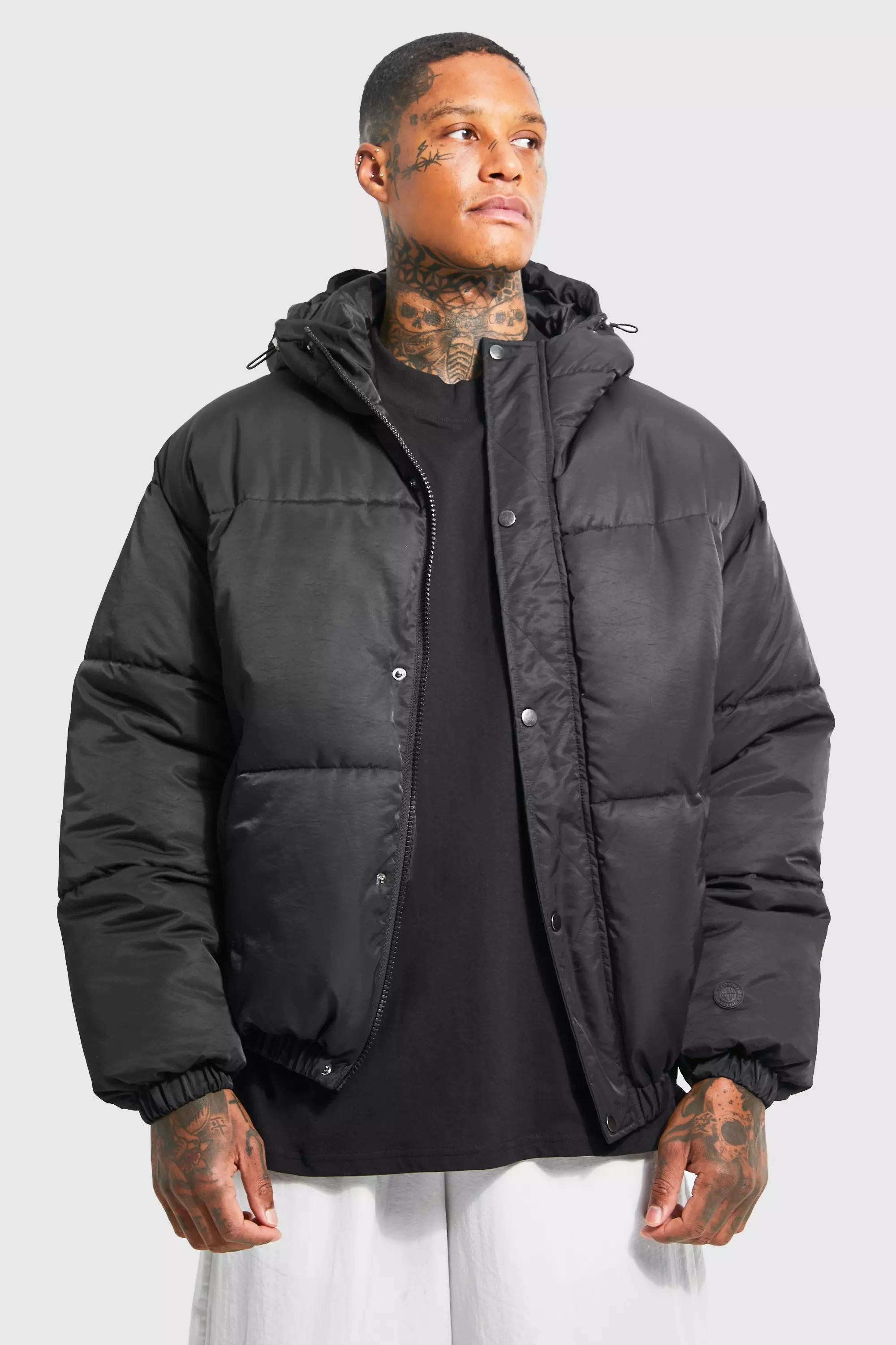 Oversized black 2025 puffer jacket mens