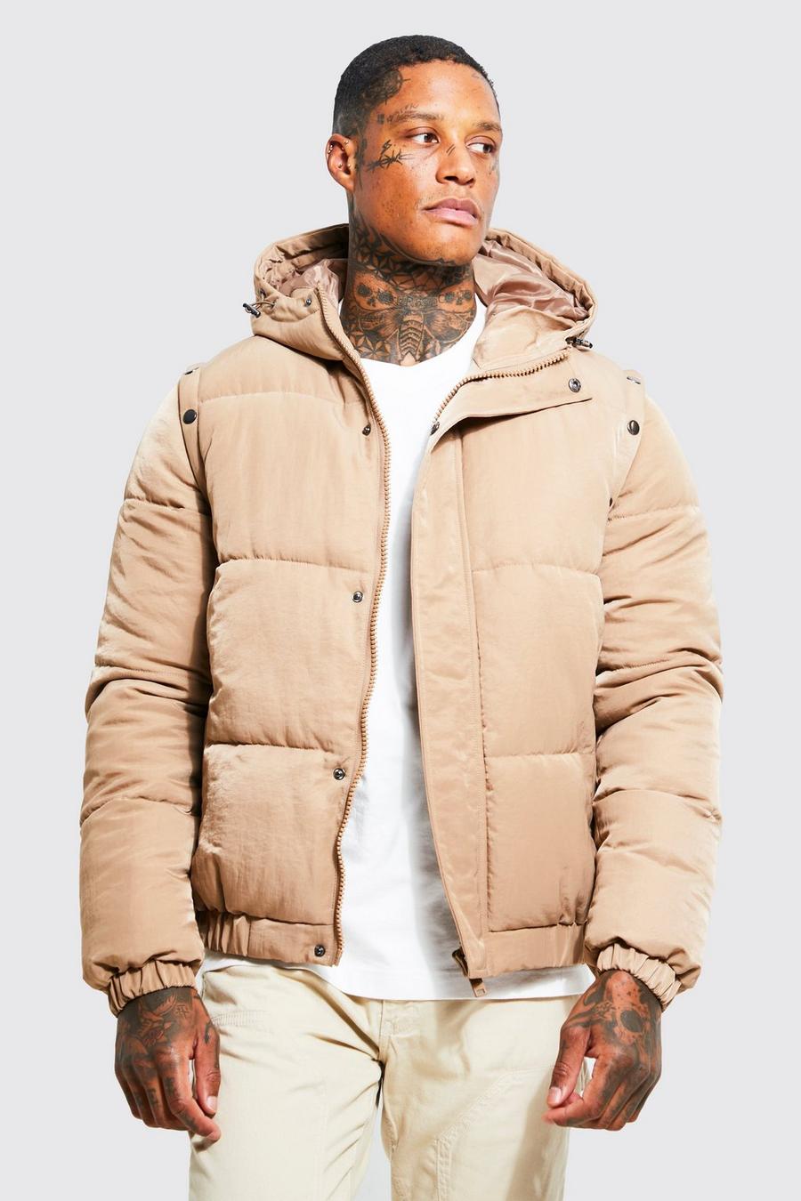 Stone beige Heavy Padded Removable Sleeved Puffer image number 1
