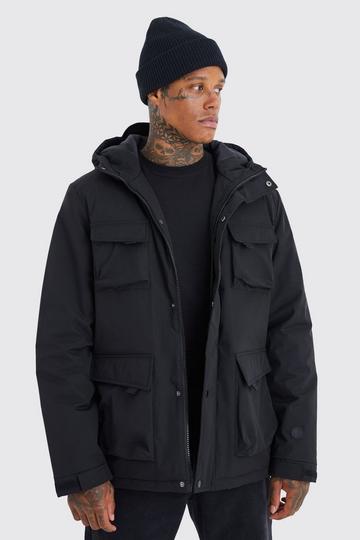 Parka habillée à poche en relief black