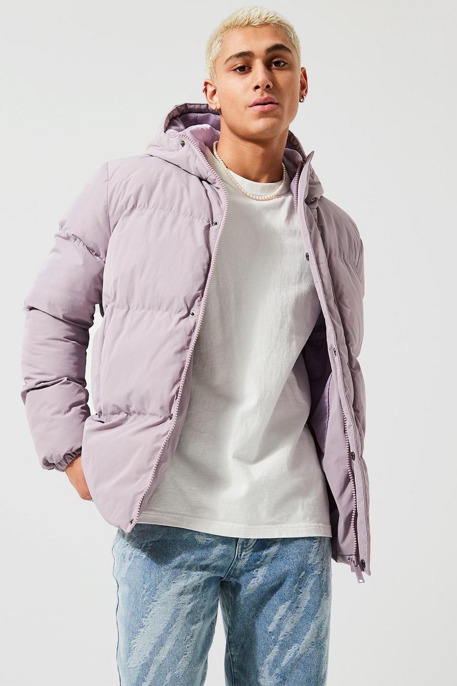 Lilac Concelled Placket Hooded Puffer image number 1