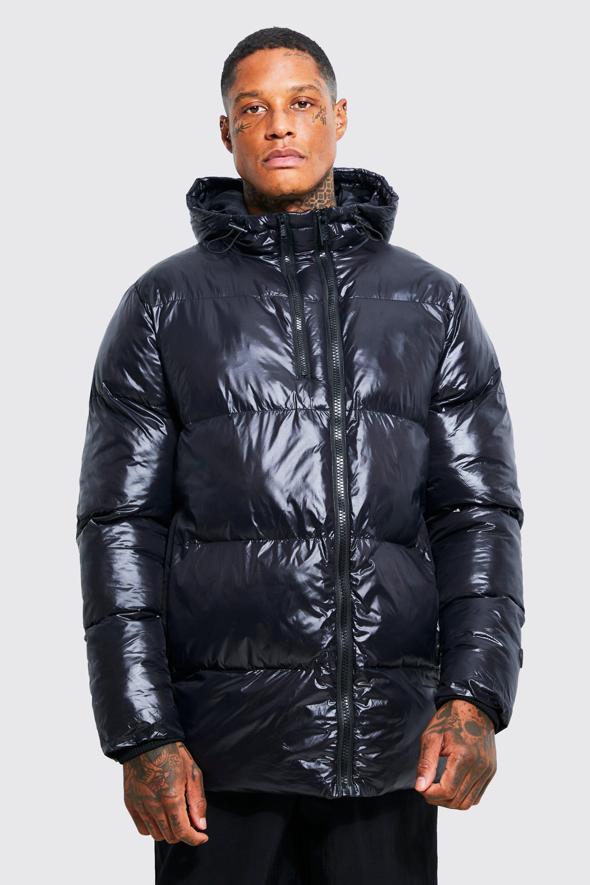 Black puffer best sale jacket mid length