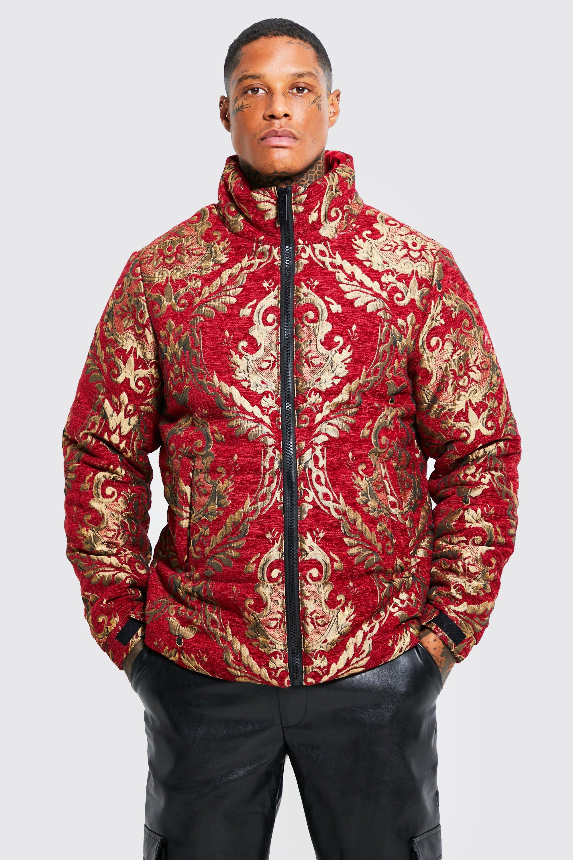 boohooMAN Men's Baroque Tapestry Puffer