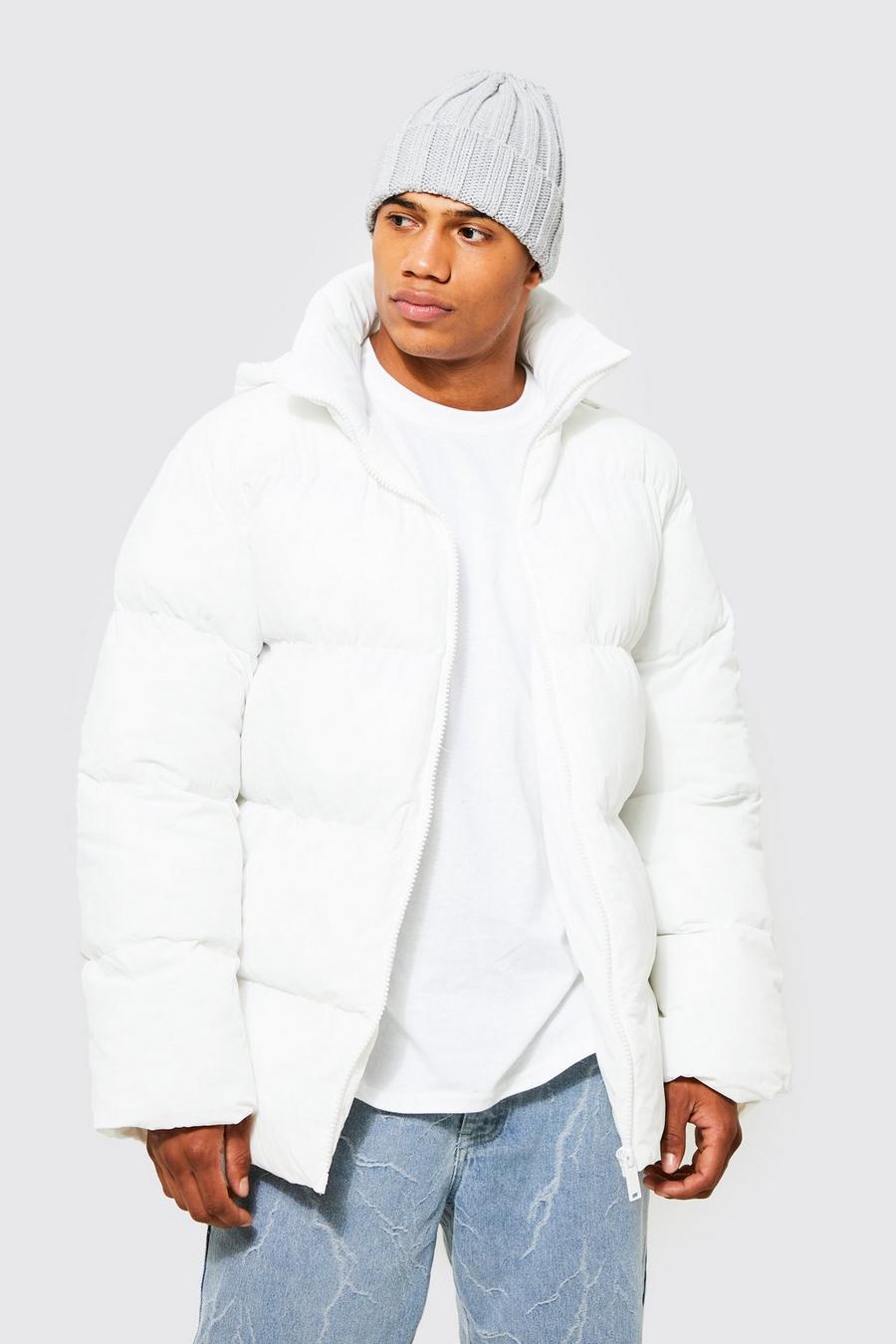 White Oversized Soft Hooded Puffer image number 1