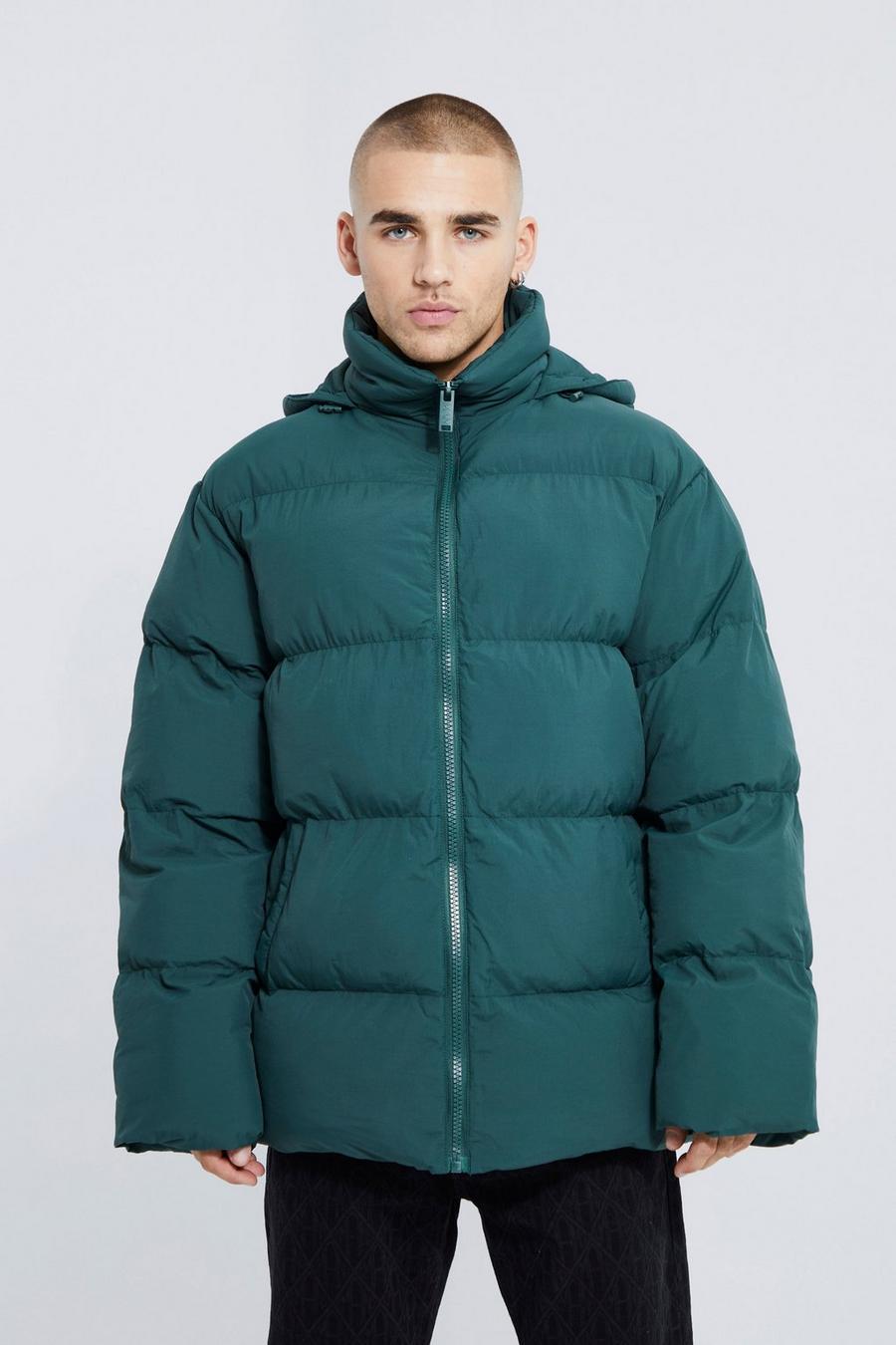 Forest green Oversized Soft Hooded Puffer
