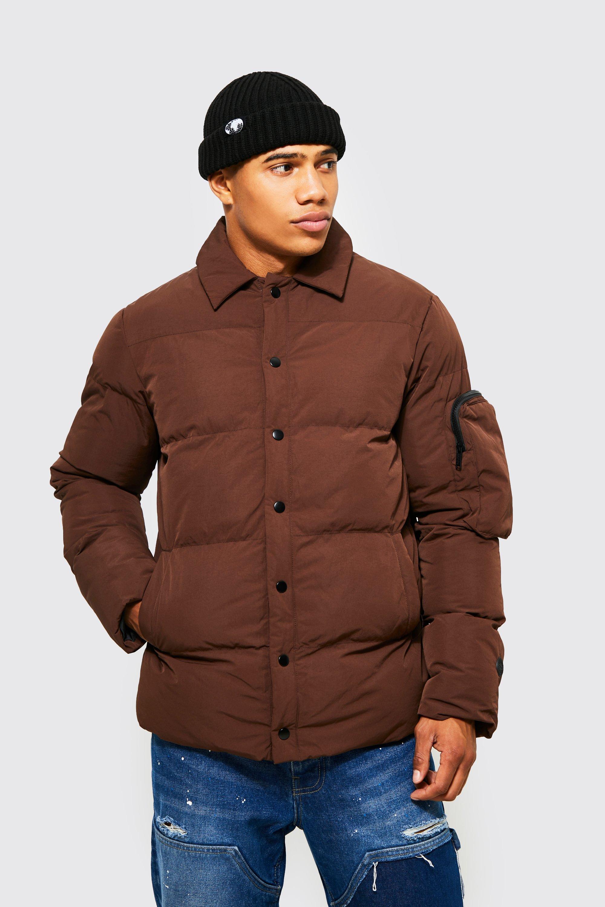 Men's Puffer Harrington With Ma1 Pocket | Boohoo UK