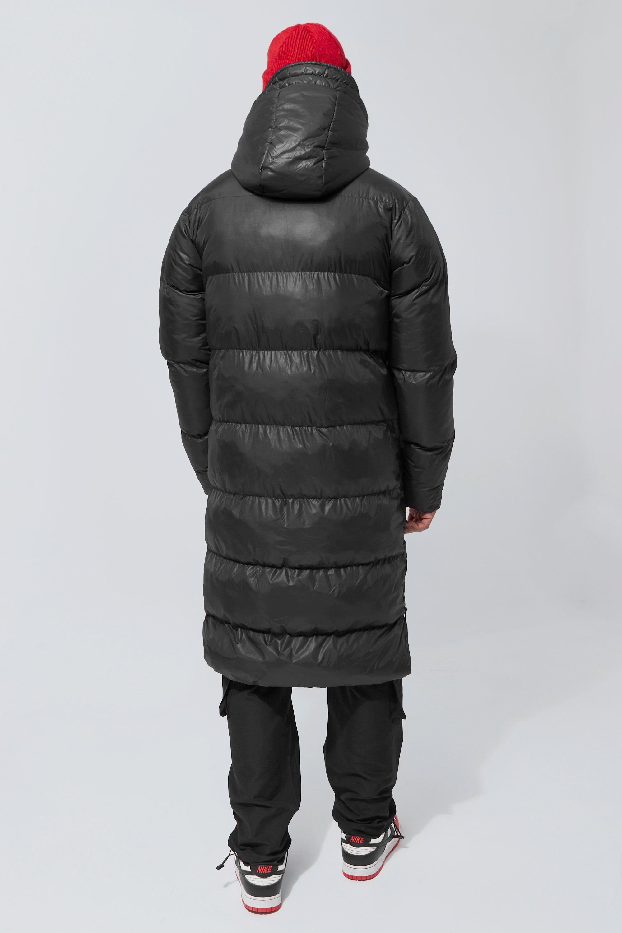 Longline Puffer With Drop Back Hem