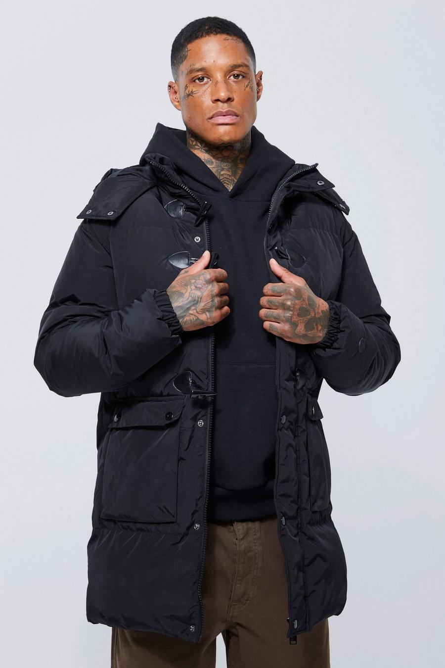 Black negro Hooded Duffle Puffer Jacket