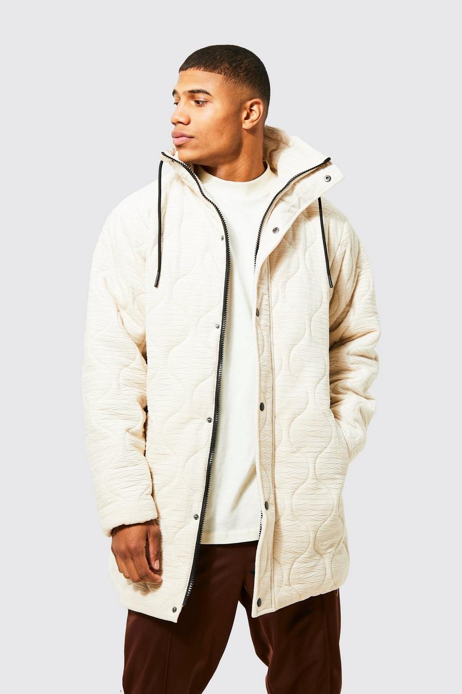 Ecru Velvet Onion Quilted Mid Length Puffer image number 1