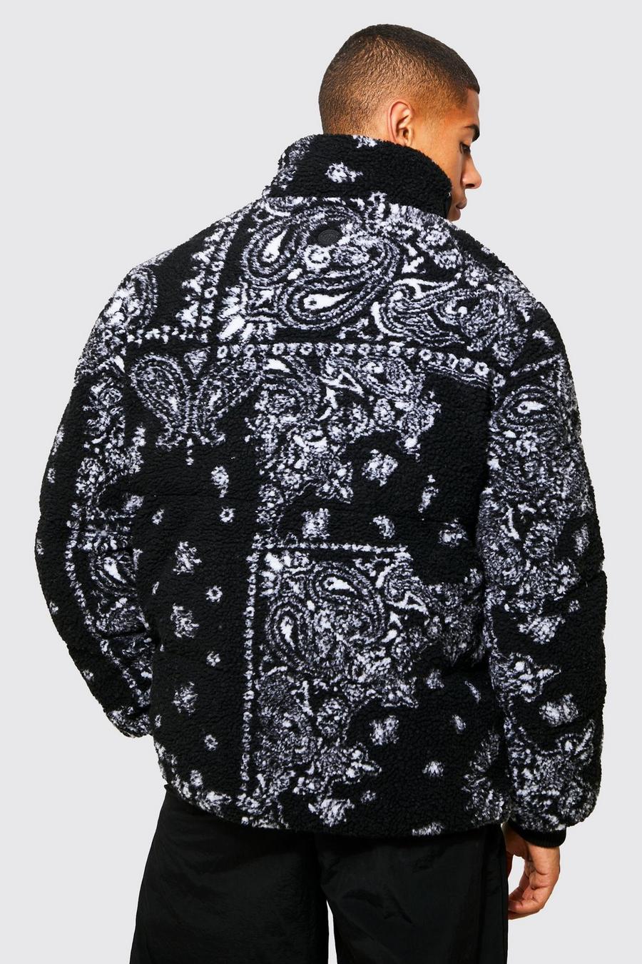 Black Vinterjacka puffer med mönster bak image number 1