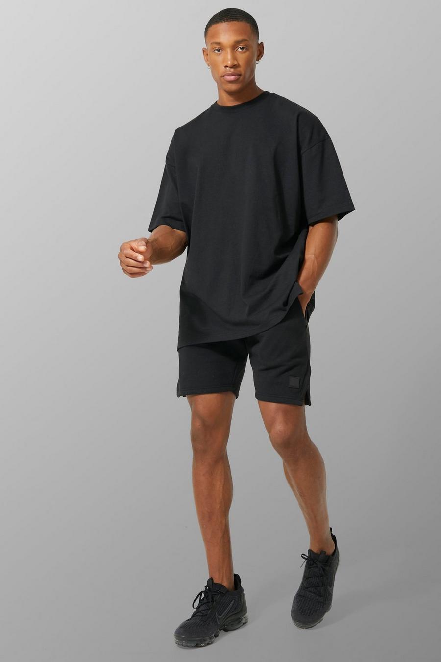 Black Man Active T Shirt Short Set image number 1