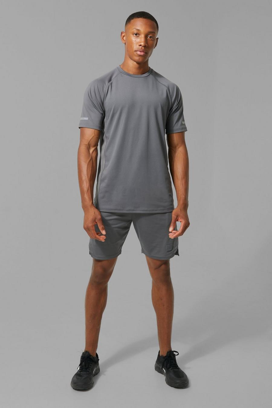 Set T-shirt Man Active per alta performance & pantaloncini, Charcoal image number 1