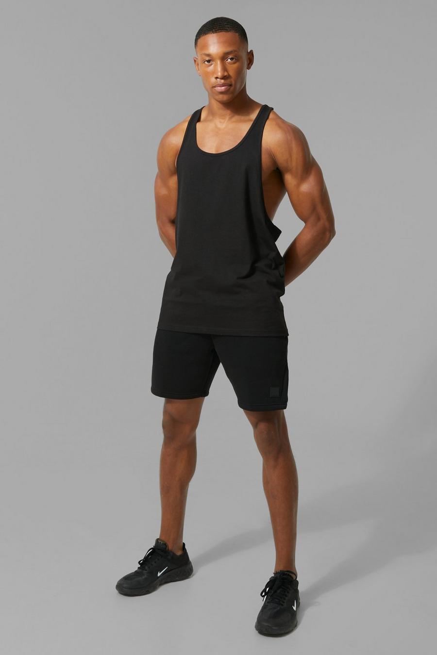Black noir Man Active Hemd En Shorts Set