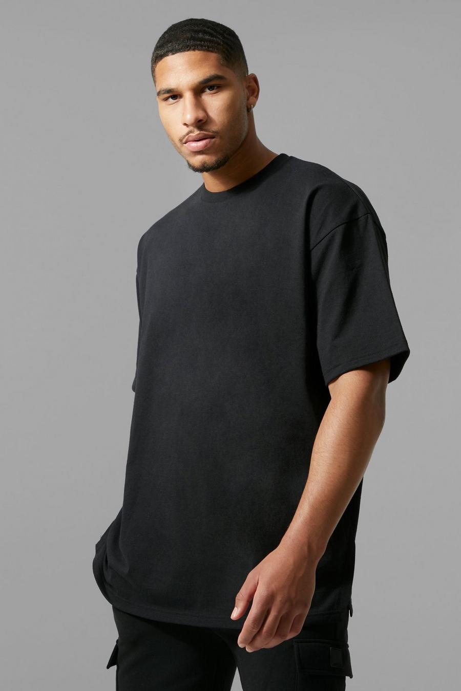 Black Tall Oversized Man Active T-Shirt  image number 1